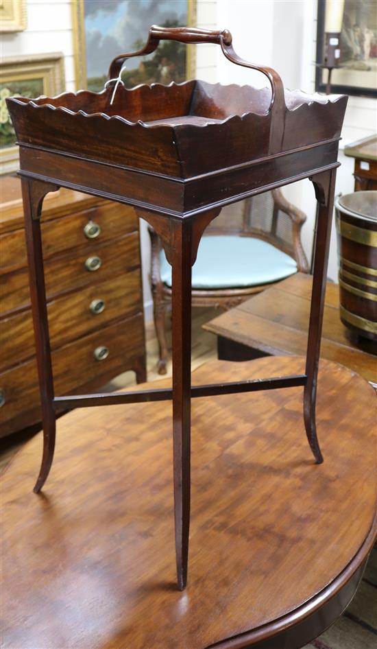 An Edwardian mahogany tray top table W.42cm